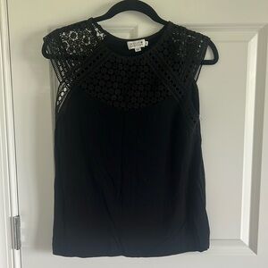 Molly Braken Black Lace Detail Sleeveless Blouse Top Size Small
